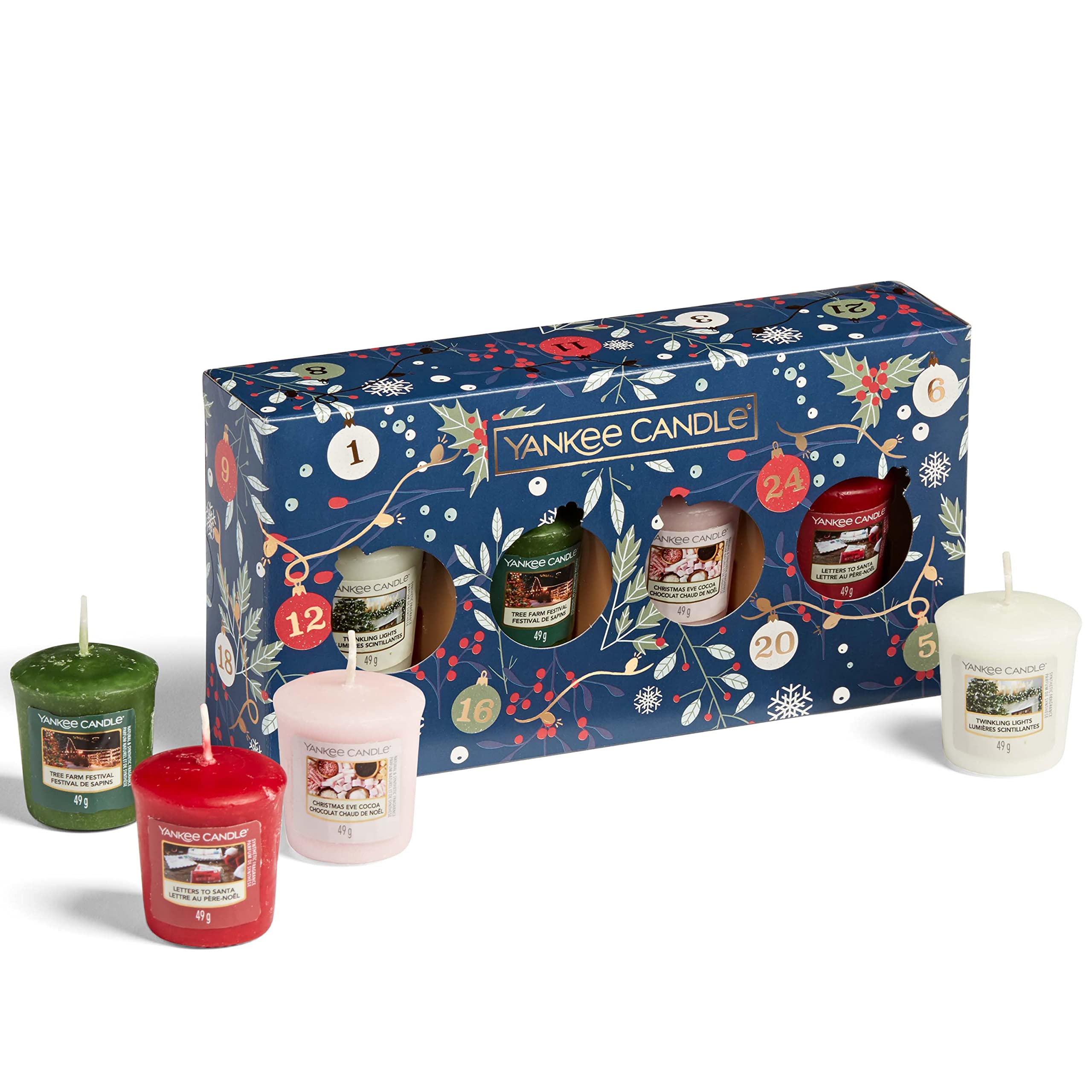 Yankee Candle Gift Set, 4 Scented Votive Candles, Countdown to Christmas Collection