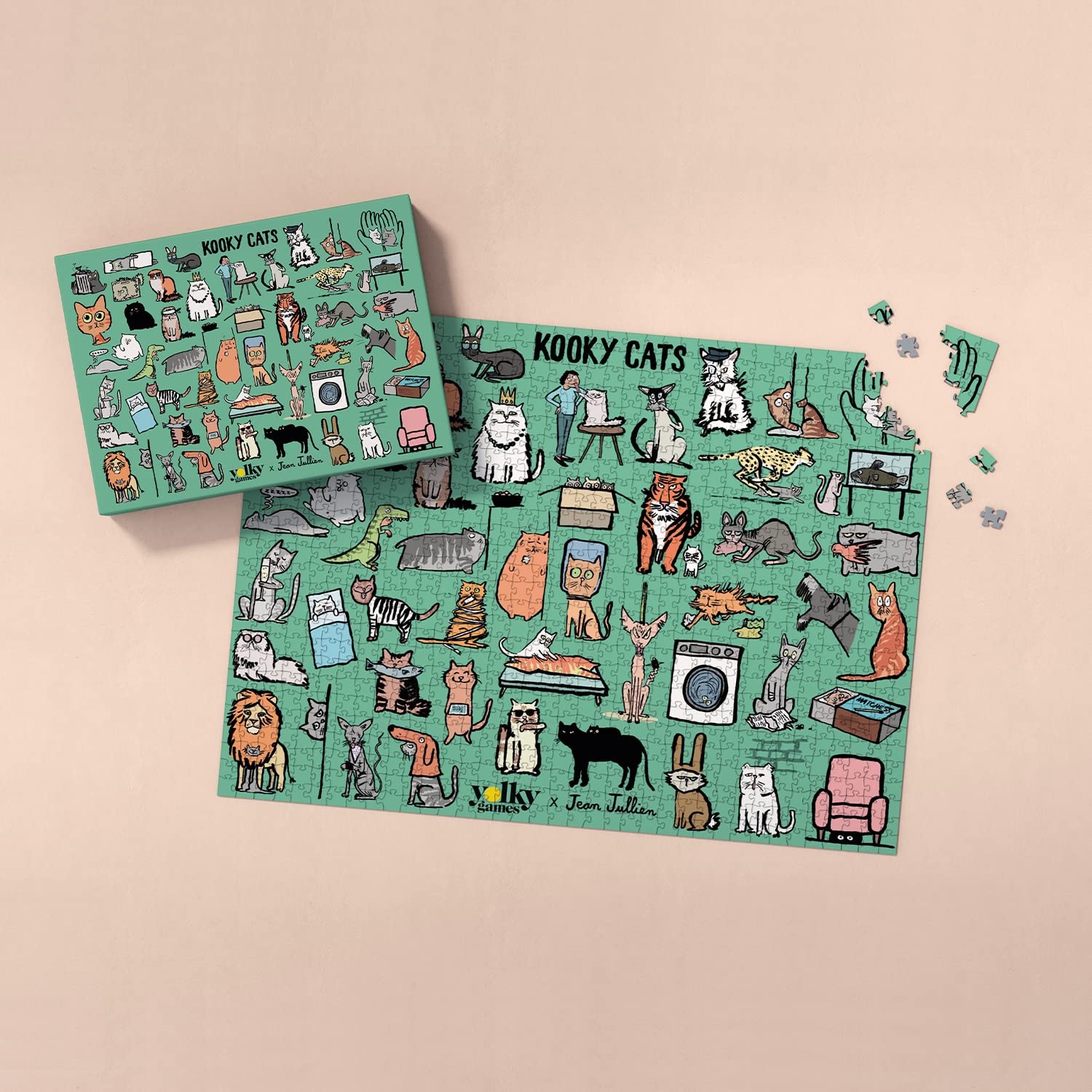 Kooky Cats Jigsaw Puzzle | 1000 pieces for Adults and for Kids | Cat puzzle illustrated by Jean Jullien | Featuring over 50 Kooky Cats