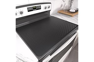ANEVNA Stove Top Cover for Electric Stove- Range Covers for Electric Stove,Silicone XXL Dish Drying Mat, Glass Cooktop Covers, Flat RV Range top Mats (Black, 28"x20")