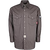 BOCOMAL FR Shirts Flame Resistant 100% C NFPA2112 7.5oz Men's Fire Retardant Welding Shirt