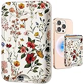 Shorogyt Compatible with Magsafe Wallet Magnetic Card Holder -Vintage Flower Phone Wallets for Women Girls Cute for iPhone 17/16/15/14/13/12 Series Slim for Apple Mag RFID Magnet, Fit 3 Cards | Cute Pattern, Slim, for Apple Mag, RFID