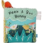 Manhattan Toy Fairytale Peek-a-Boo Soft Activity Crinkle Book for Baby & Toddler with Tethered Bunny Squeaker Small