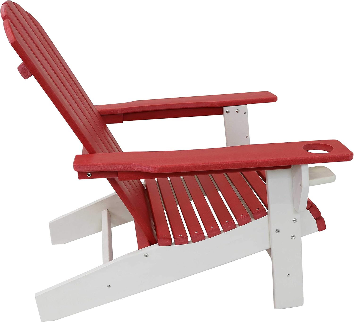 Sunnydaze All-Weather Red/White Outdoor Adirondack Chairs with Drink Holders - Set of 2 - Heavy Duty HDPE Weatherproof Patio Chair - Ideal for Lawn, Garden, and Around The Firepit: Kitchen & Dining