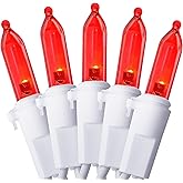 Holiday Essence 100 LED Red Christmas, White Wire 26.9 Feet Long String Lights Set for Outdoor/Indoor Décor, Valentines Day, Wedding, Halloween, Christmas Tree, Lighting Decorations, UL Certified