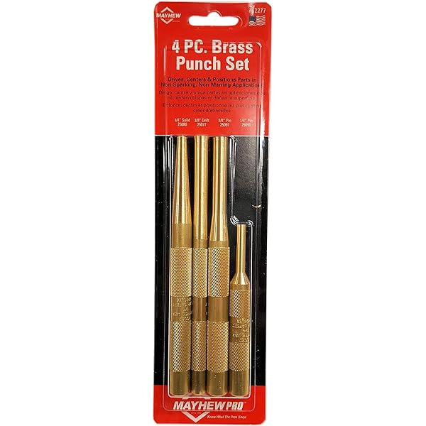 Funrous 3 Pcs Brass Drift Punch Set, 3/4, 1/2, 3/8 inch, 25075 25076