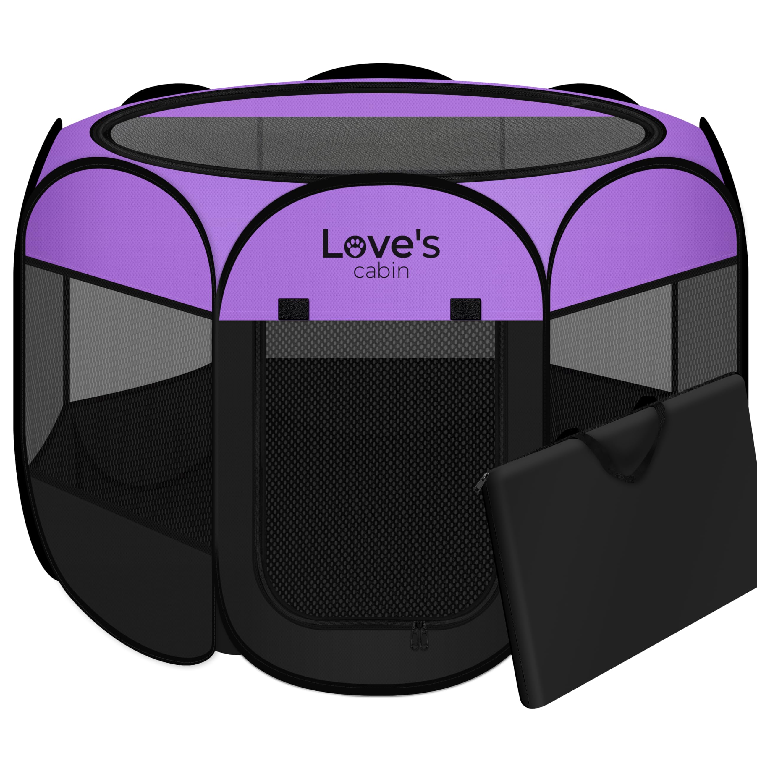 Photo 1 of Love's cabin Pet Puppy Dog Playpen, Small Dog Tent Crates Cage Indoor/Outdoor, Portable Playpen for Cat, Foldable Pop Up Dog Kennel Playpen with Carring Case, Removable Zipper Top, Purple