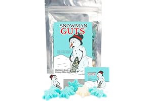 JLDESIGNMEDIALLC Snowman Guts Blue Raspberry & Marshmallow Flavored Gummy Snowflakes Funny Unique Christmas Tree Stocking Stuffer Gag Birthday Girl, Boy and Teens Candy Gift (5.5 Ounces)