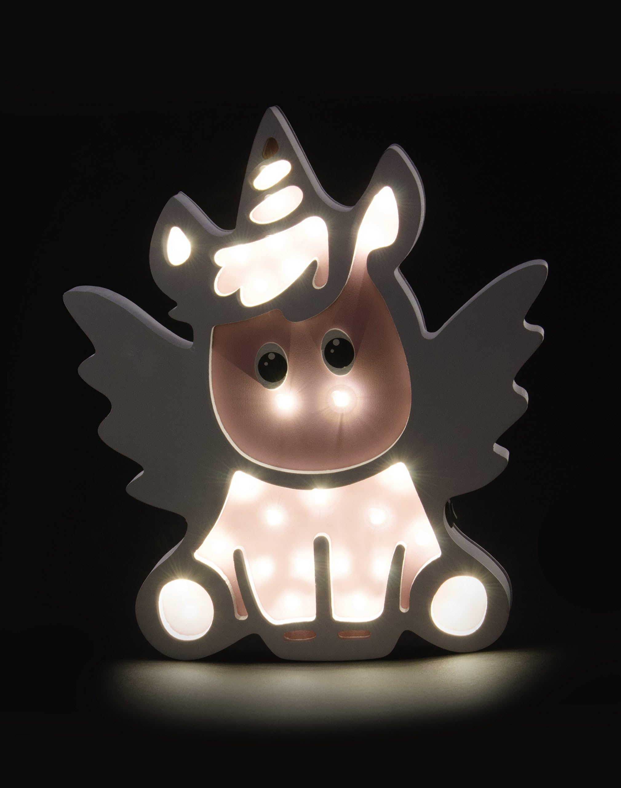 Luna Lights, AMG and Enchante Accessories, LED Unicorn Marquee Wooden Night Light Wall Décor Table Lamp, WAL5P