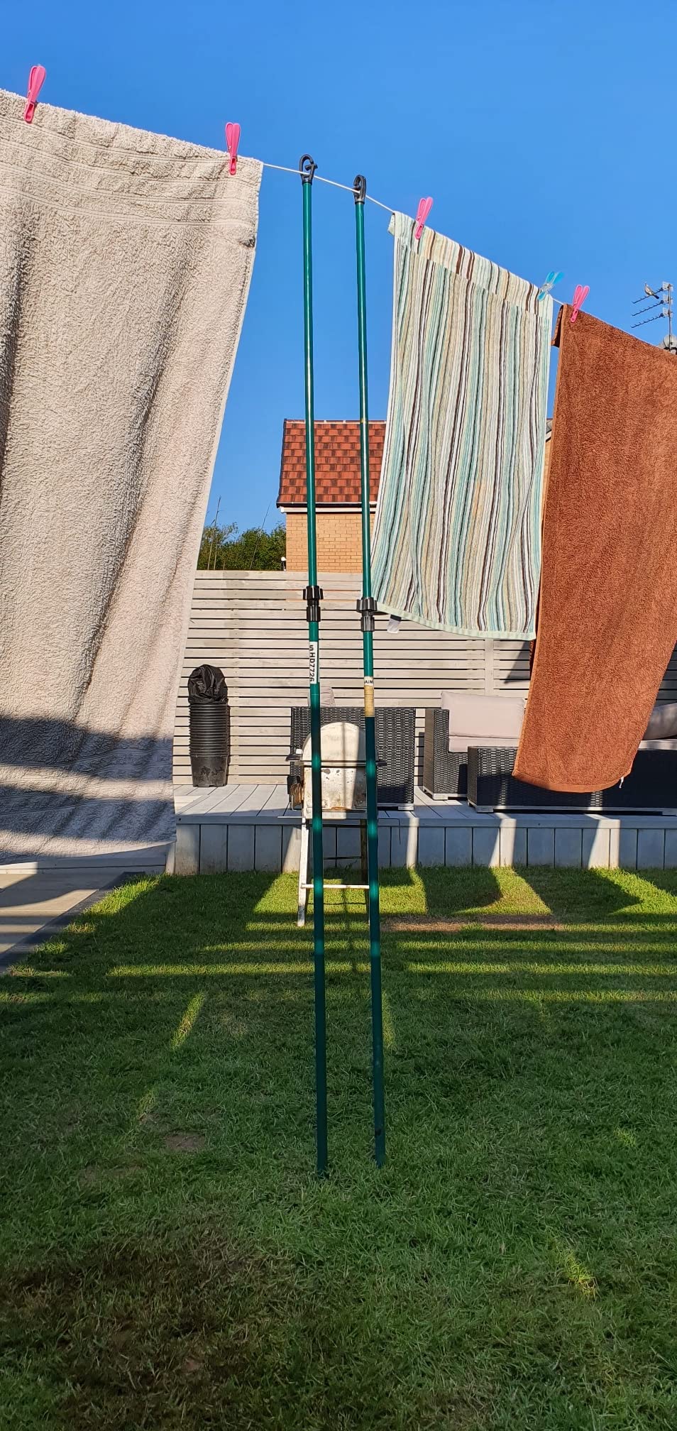 Qollection 2pk of Prop HD Twist Lock Metal Galvanised Garden Washing Line Outdoor Extendable Pole Cloths prop Laundry Support Extending Telescopic strong Airer