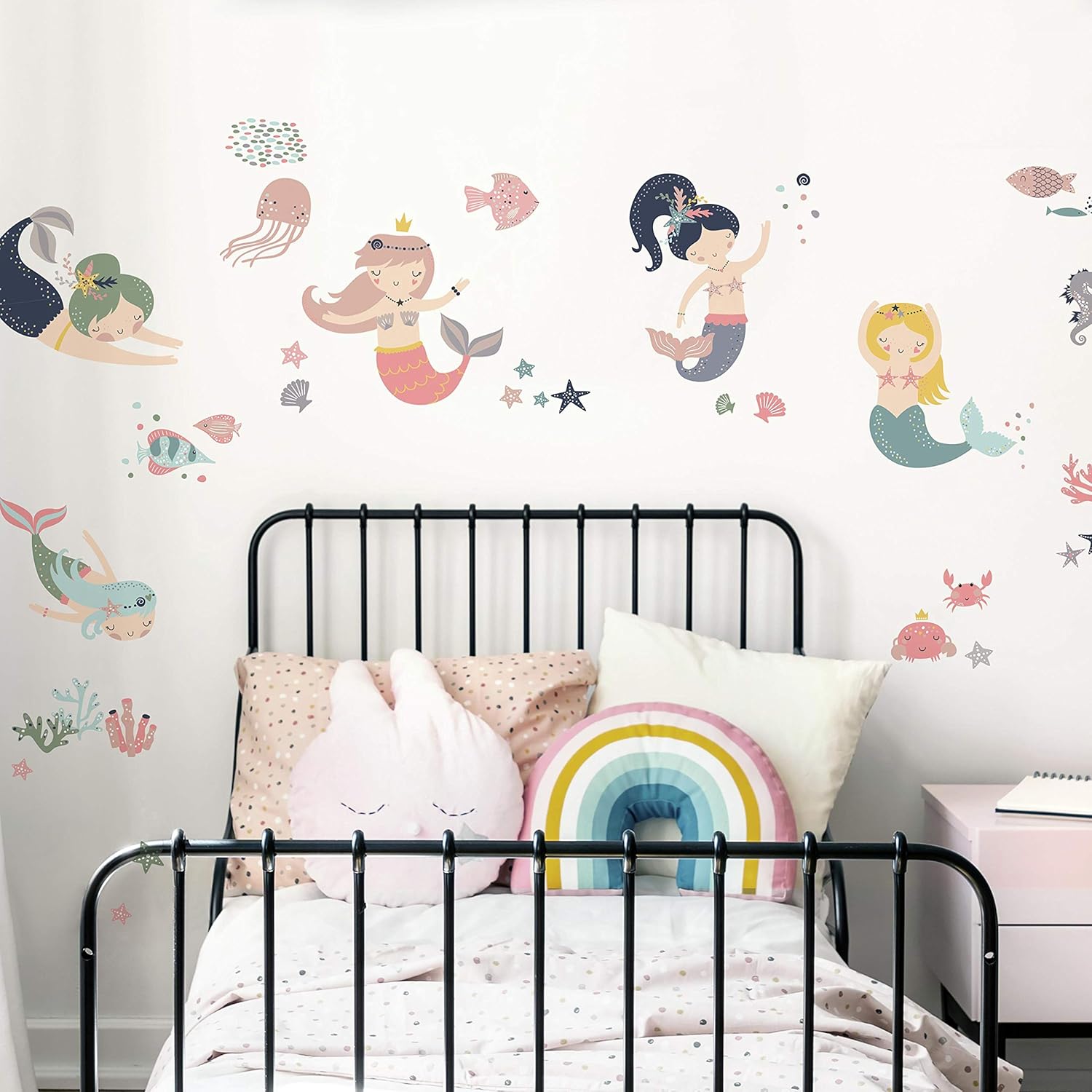 RoomMates Sweet Pastel Mermaids Peel and Stick Wall Decals | Girls Room Decor