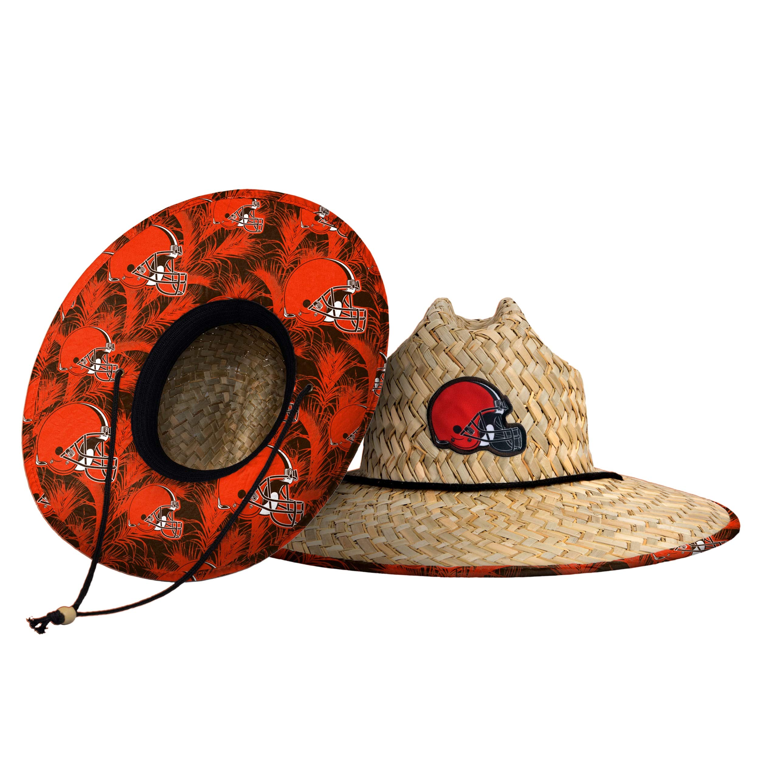 FOCO Mens Nfl Team Logo Floral Lifeguard Beach Sun Straw Hat, Team Logo Image