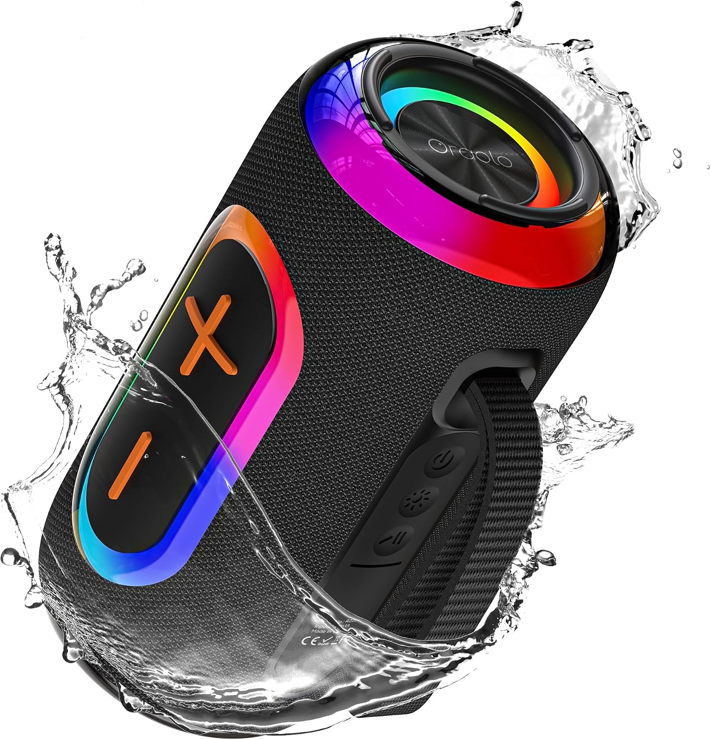 Oraolo Bluetooth Speaker, Portable Speaker with 24W Loud Stereo Sound, Colorful RGB Lights, TWS Pairing, Bluetooth 5.4, 15H Playtime, Support AUX/TF Card, Wireless Speaker for Party Home Camping