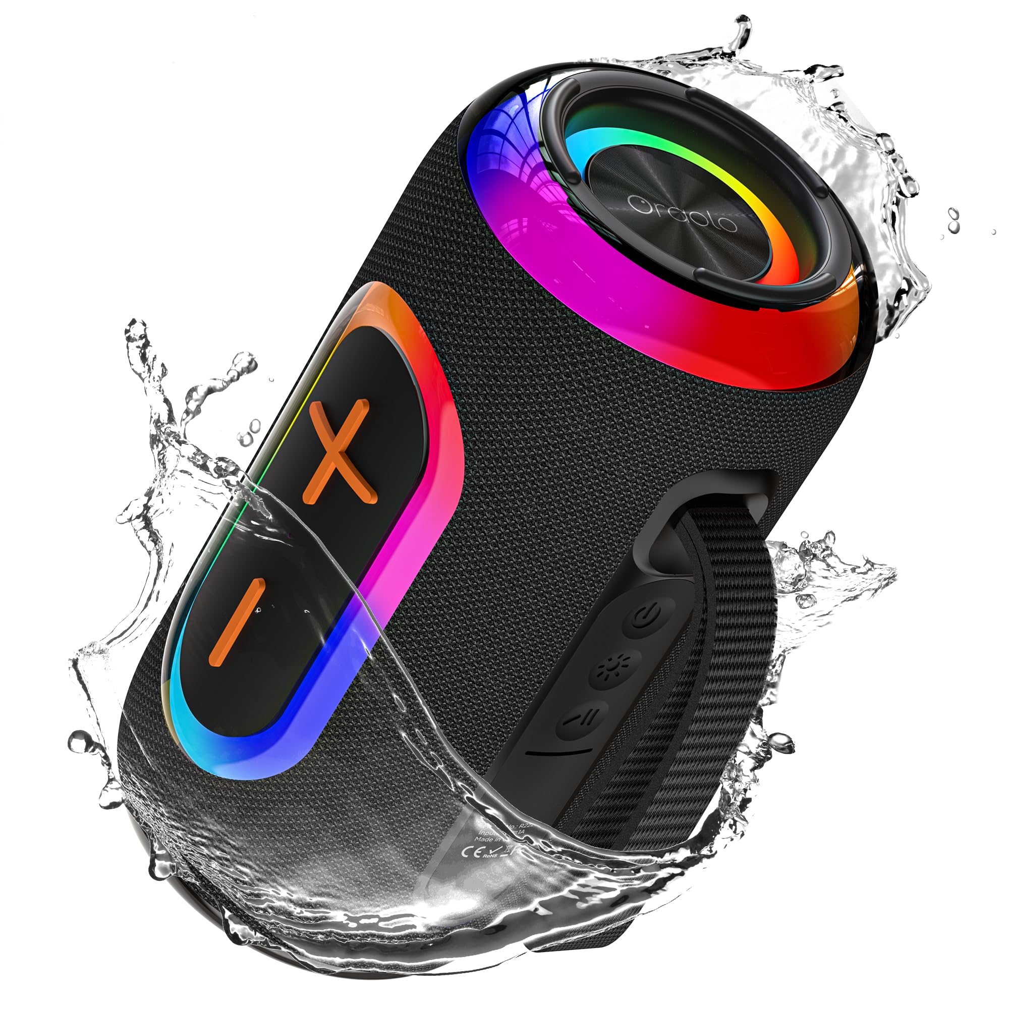 Photo 1 of Oraolo Portable Bluetooth Speaker with 24W Loud Stereo Sound, Colorful RGB Lights, TWS Pairing, Bluetooth 5.4, 15H Playtime, Support AUX/TF Card, Wireless Speaker for Outdoor Party Home
