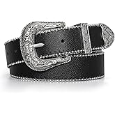 JASGOOD Women Western Leather Beaded Trim Belt Ladies Vintage Western Belt Cowgirl Belts For Jeans Pants Dresses