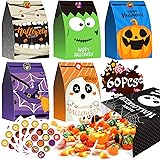 Halloween Treat Bags Party Favors - 60Pcs Halloween Goodie Bags Cute Candy Bulk Paper Gift Bags for Kids Trick or Treat with
