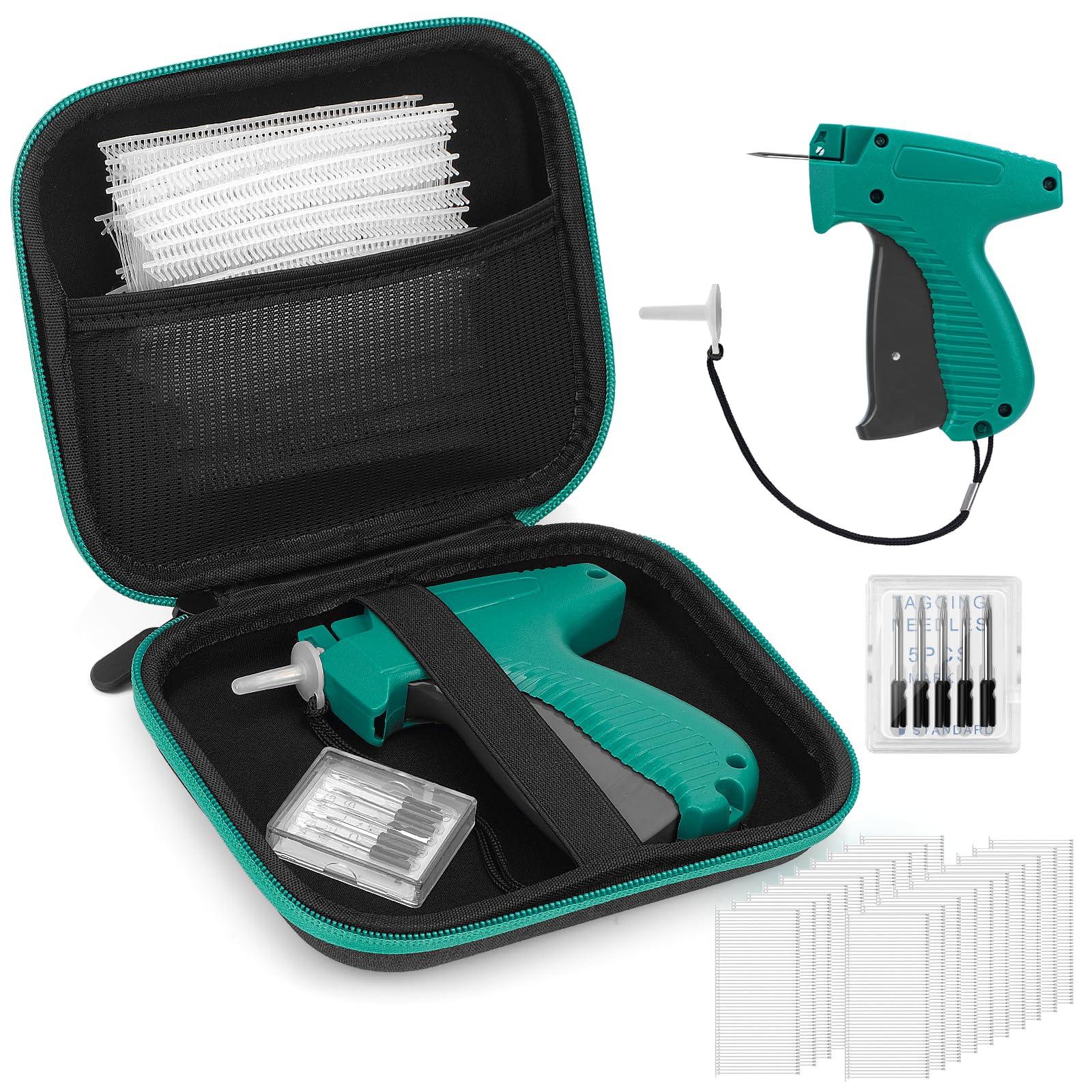 Glamgen Standard Retail Price Tag Applicator Gun for Garment Labellers with Storage Case, Label Tagging Gun with 6 Pcs Microneedles 1000 Pcs 2" Barbs, 1 Pc Travel Case