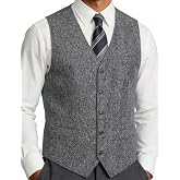 JEMITOP Men's Lightweight Texture Slim Fit Suit Dress Vest | Vintage, Wedding, with Pocket, Formal, Tuxedo, Business, Casual, Waistcoat