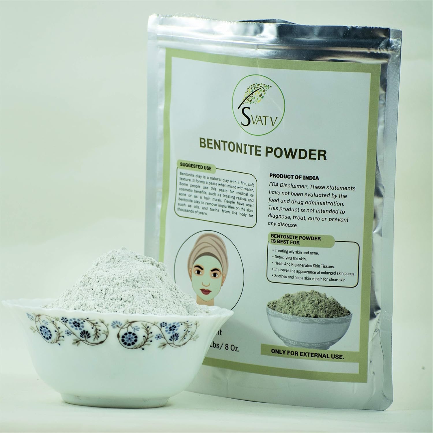 SVATV Bentonite Clay Powder Natural Face Packs and Face Mask Formulations Nourishes Exfoliants - Image 4