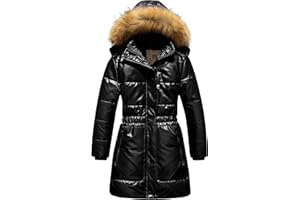CREATMO US Girl's Long Length Winter Coat Parka Water Resistant Puffer Jacket With Fleece Lining