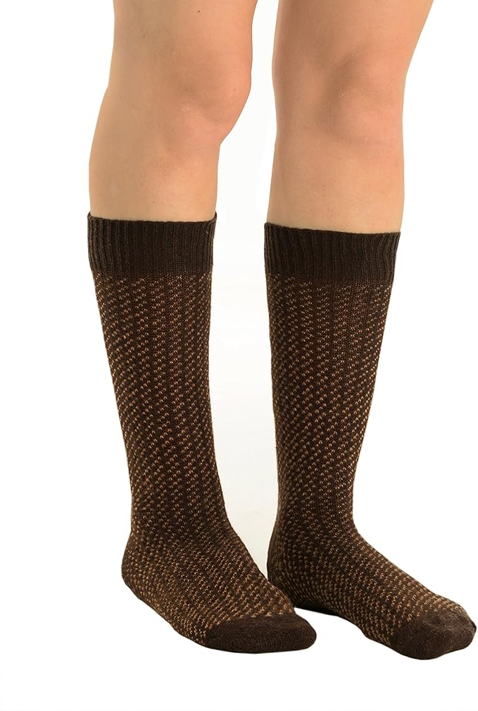 Mens Patterned Socks Wool Cashmere Blend Black Grey Brown Red Knit