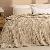 PHF Fluffy Sherpa Blanket Twin Size for Winter, Warm and Soft, 510GSM 3D Jacquard Thick Shaggy Fleece Plush Blanket for Sofa Bed, Khaki, 60"x80"