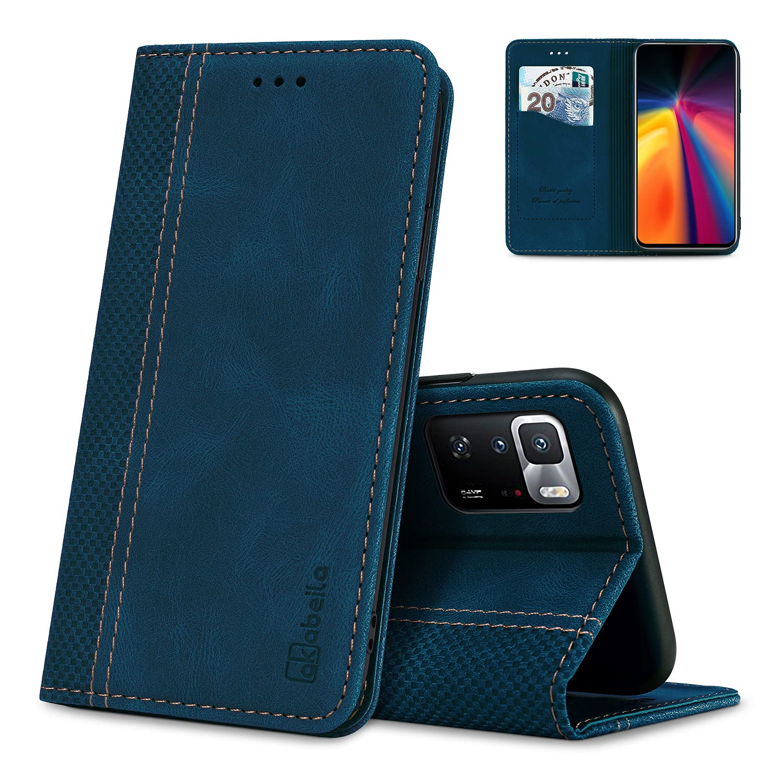 AKABEILA Case for Xiaomi Poco X4 Pro 5G PU Leather Flip Wallet Folio Case Phone Cover with Magnetic Closure Kickstand Card Slots Blue — image 1