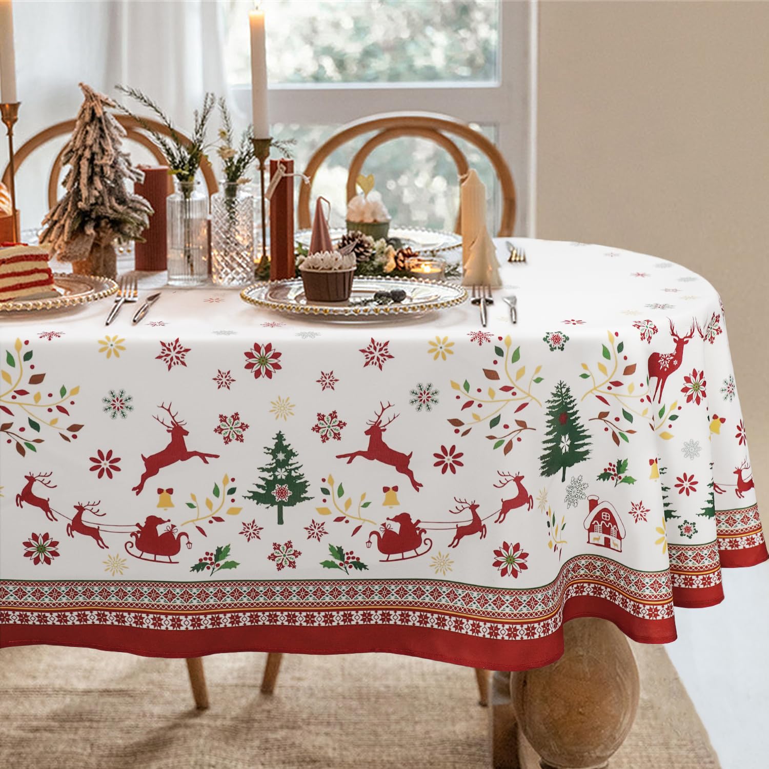 Oval Christmas Tablecloth