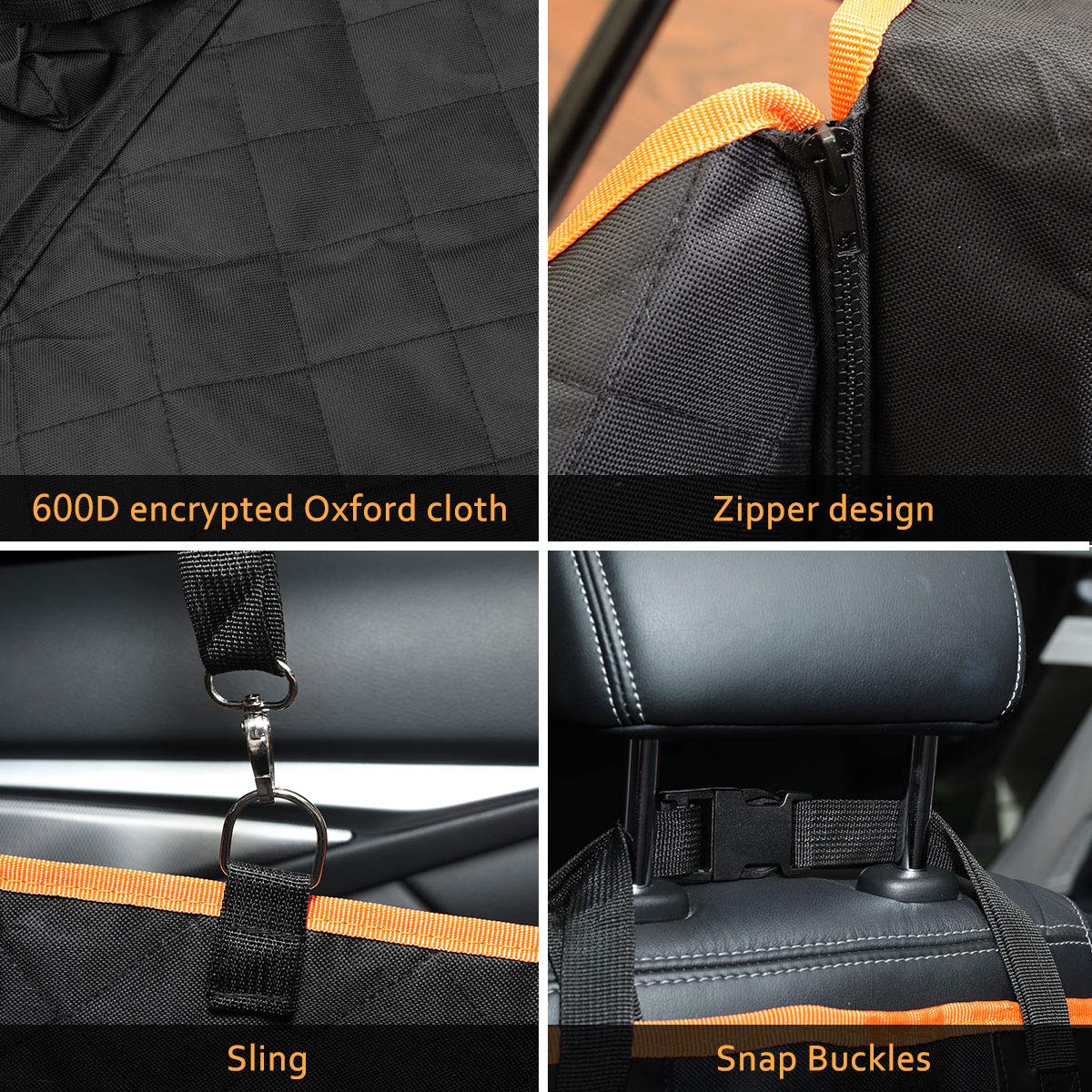 Wondesha Dog Seat Cover Car Seat Cover for Pets 100% Waterproof Pet Seat Cover Hammock Scratchproof Nonslip Durable Soft Pet Back Seat Covers with 2 Dog Seat Belts for Cars Trucks SUV Travel