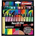 STABILO Premium Fiber-Tip Pen with Chisel Tip Pen 68 MAX - ARTY - Pack of 24 - Assorted Colors