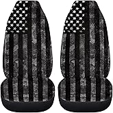 Pointodoor Black Grey American Flag Print 2 Piece Car Seat Covers Front Seats Only Camo Car Accessories for Women Men Interior 4th of July Patriotic Bucket Seat Protector for Cars Trucks SUV