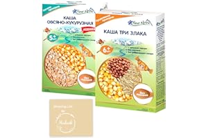 Organic Baby Cereal Bundle by MODOVIK. Include Fleur Alpine Organic Oatmeal Corn Cereal and Tri-Grain Blend Baby Cereal (16.7 Oz each Box) Plus a Shopping List. Gluten-Free Oat & Multigrain Mix Baby Food for Babies 5+ Months.