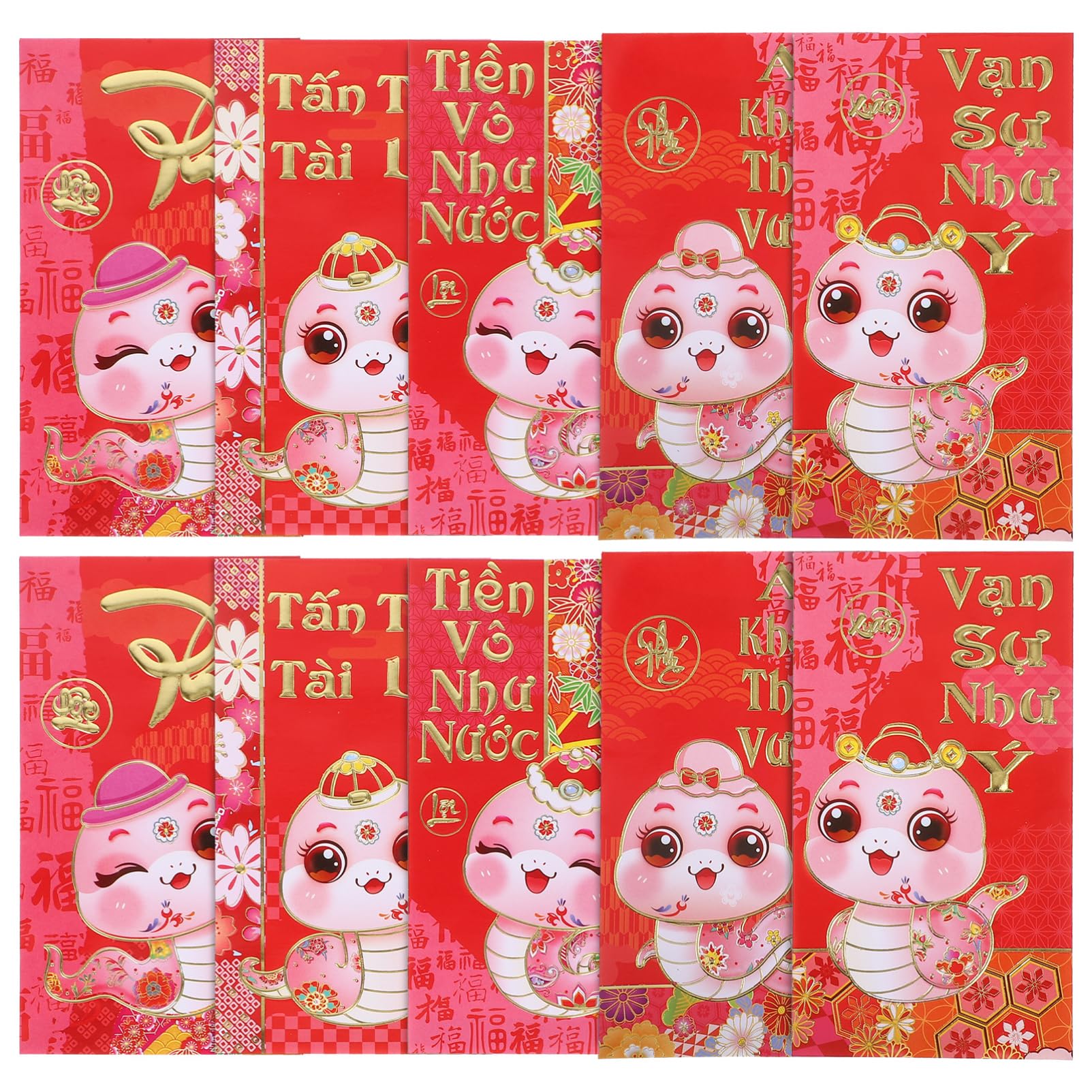 Operitacx 30pcs Vietnamese New Year Red Lucky Money Envelopes 2025 Xi Red Pocket Year of The Snake Envelopes Traditional Chinese for Cash for Wedding Spring Festival