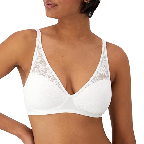 Bali Women's Breathe Modal T-Shirt, Breathable Wireless, Full-Coverage Convertible Bra, White