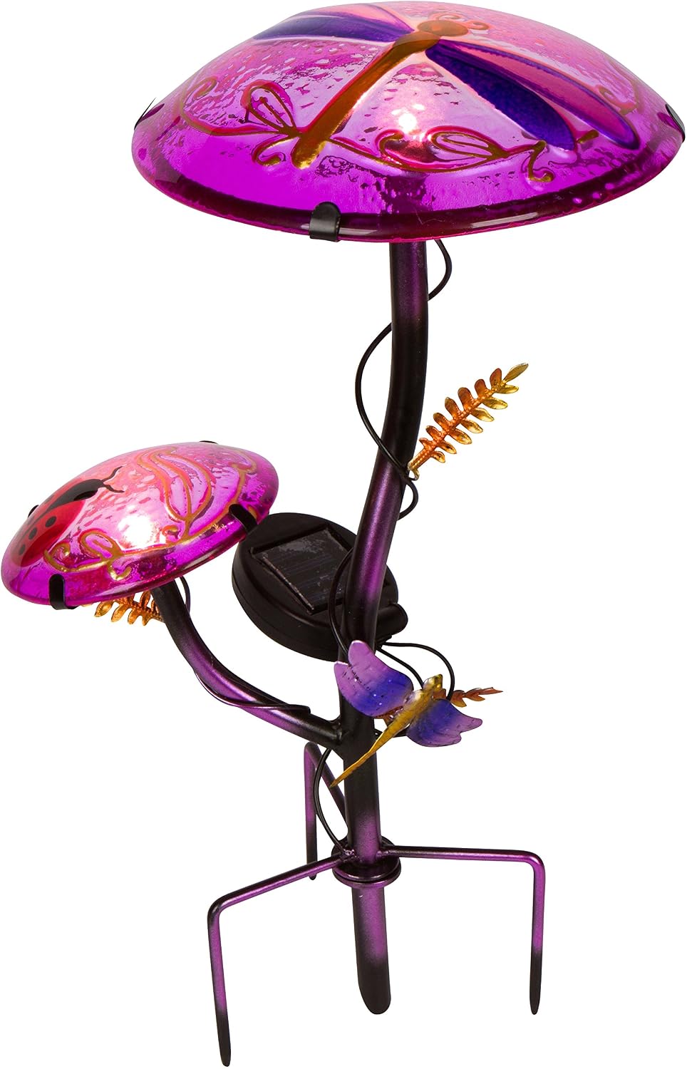 Purple Trademark Innovations 12 Solar Mushroom Garden Stake With Dragonfly Design Patio Lawn Garden Decorative Garden Stakes