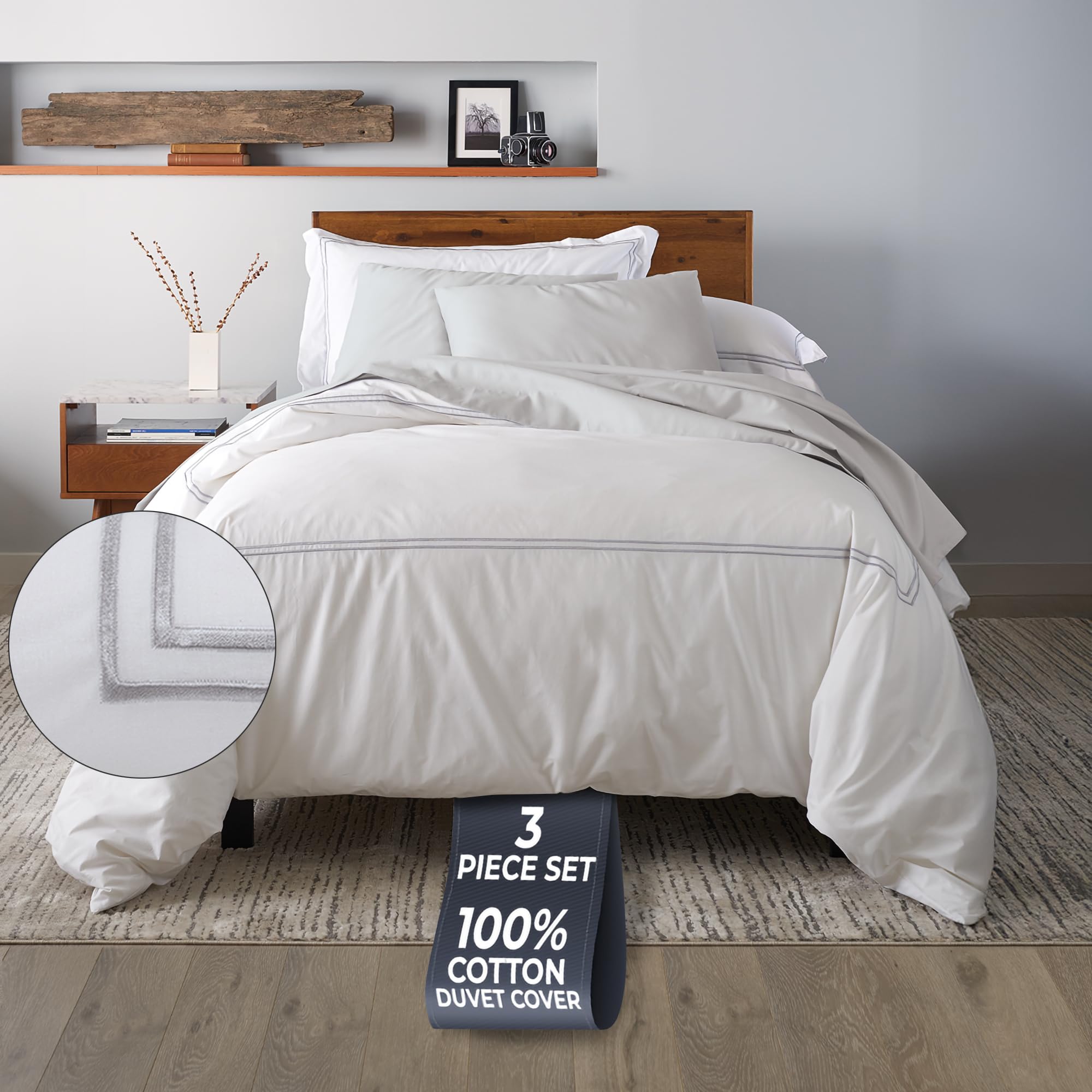 Photo 1 of Ella Jayne Twin Duvet Cover (2 Pcs), 100% Cotton Percale, Twin/Twin XL, Soft, Breathable & Lightweight Including Duvet Cover Twin (1 Piece) 68" x 90" Inches with 1 Pillow Shams (Silver Design)