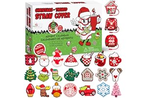 ORIENTAL CHERRY Advent Calendar 2025 - Christmas Countdown Calendars 24 Days of Surprises with 10mm Straw Toppers - Straw Cover Caps Funny Gifts for Cup 30Oz 40Oz Tumbler Kids Teens Boys Girls Adults