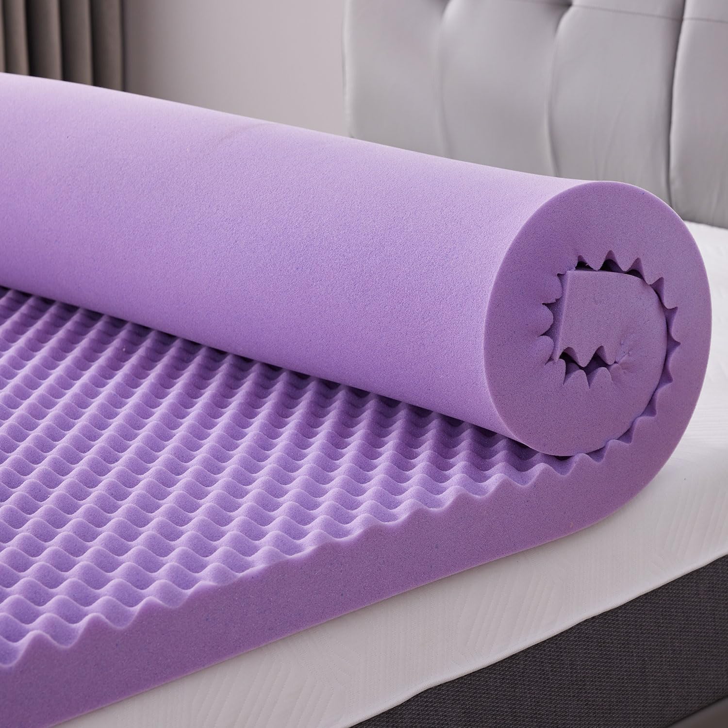 Photo 1 of SINWEEK 2 Inch Egg Crate Memory Foam Mattress Topper Twin Size, Soft Mattress Pad for Back Pain Relief, Bed Topper, CertiPUR-US Certified