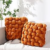 Wenqik 2 Pcs Knot Pillows Square Knotted Plush Throws Soft Accent Pillows Decoration Cushion for Couch Home Office Living Room Bedroom Bed Sofa Decor, 12'' x 13''(Caramel,Crystal Velvet)