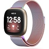 YILED Metal Bands Compatible with Fitbit Versa 3/Versa 4/Fitbit Sense/Sense 2 for Women Men, Stainless Steel Mesh Breathable Wristband Strap with Adjustable Magnet Lock