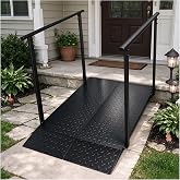 4FT Wheelchair Ramp with Handrails for Home Steps | Non-Slip Iron Handicap Ramps, 1000 LB Capacity, for 4-8in Rise Steps, for Doorways Curbs Stairs, L45" x W33"