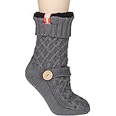 VH Apparel Womens Sweater Design Super Thick Comfy Non-Skid Slipper Socks (Charcoal Grey)