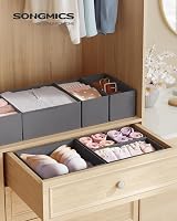 SONGMICS Drawer Organisers Set of 6 Foldable Fabric Storage Boxes Slate Grey view 2