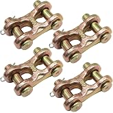 Aoserge 3/8 Inch Twin Clevis Link, 4 Pack | Heavy Duty Alloy Steel, Chain Repair Links, Safety Chains, Towing &amp; Industrial Use, High Load Capacity