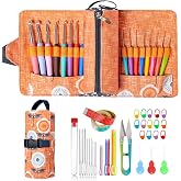 Vodiye 21 Sizes Ergonomic Crochet Hooks Set with Roll-Up Case, 0.5-10.0mm | Crochet Hooks for Beginners and Craft Lovers with Ergonomic Crochet Needles for Comfortable Crocheting and DIY Yarn Projects