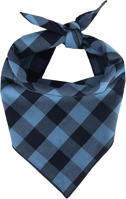 Blue plaid dog bandana Clearance