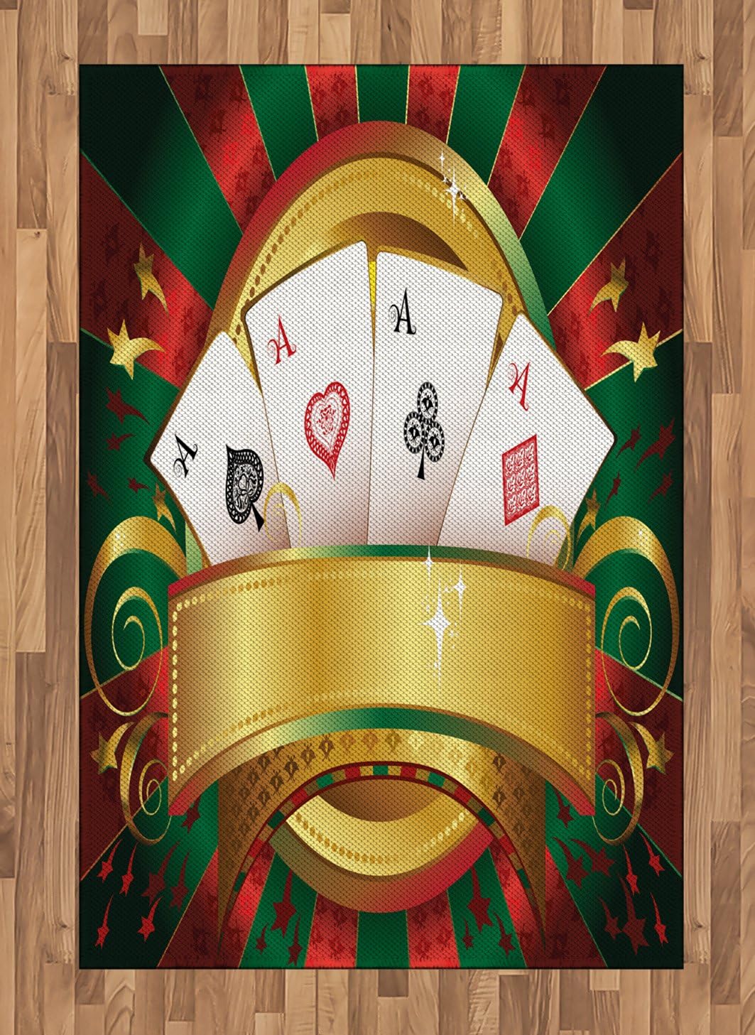 Lunarable Poker Tournament Area Rug, Gambling Fortune