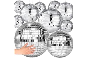 WILLBOND 17 Pcs Disco Ball Decorations Assorted Size Disco Ball Ornaments, Mini Large Hanging Party Favors for Christmas New Year Weddings Decor Festival Stage Prop(12, 8, 6, 4, 3.2 Inch)