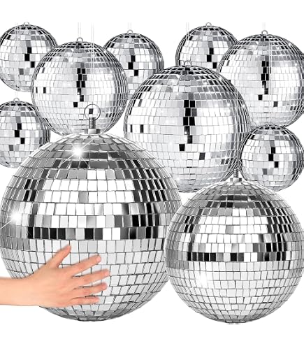 3/10 Pack Half Disco Ball Wall Decor – 8/6/4 Inch Silver Or Colored Reflective Self-Adhesive Mirror Balls For Indoor & Outdoor Home, Bar, Birthday Party Decoration