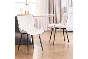 YOUNIKE Modern Dining Chairs Set of 2 Upholstered Armless Kitchen & Dining Room Chairs with Backs Faux Leather Comfy Accent S