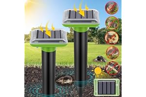 ENERJARY Ultrasonic Mole Repellent Outdoor, 2024 Upgrade Solar-Powered Gopher Mole Repellent for Lawn Yard and Garden, Waterproof Mole Killer Traps, Effectively Repels Mole Snake Vole Groundhog, Green-2PC